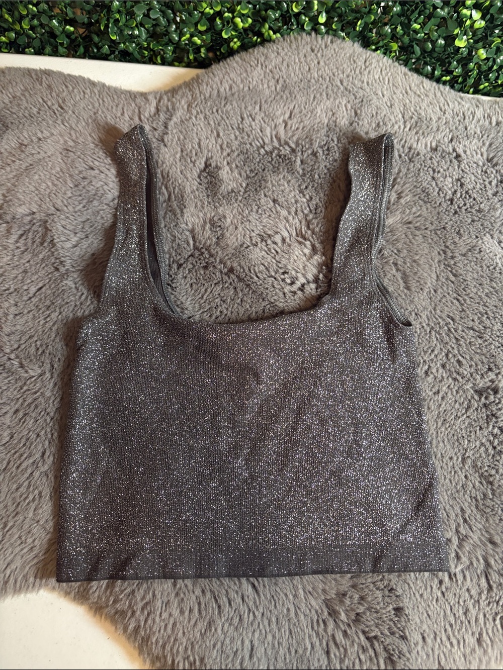 Anthropologie Metallic Glitter Scoop Tank Top Size XS